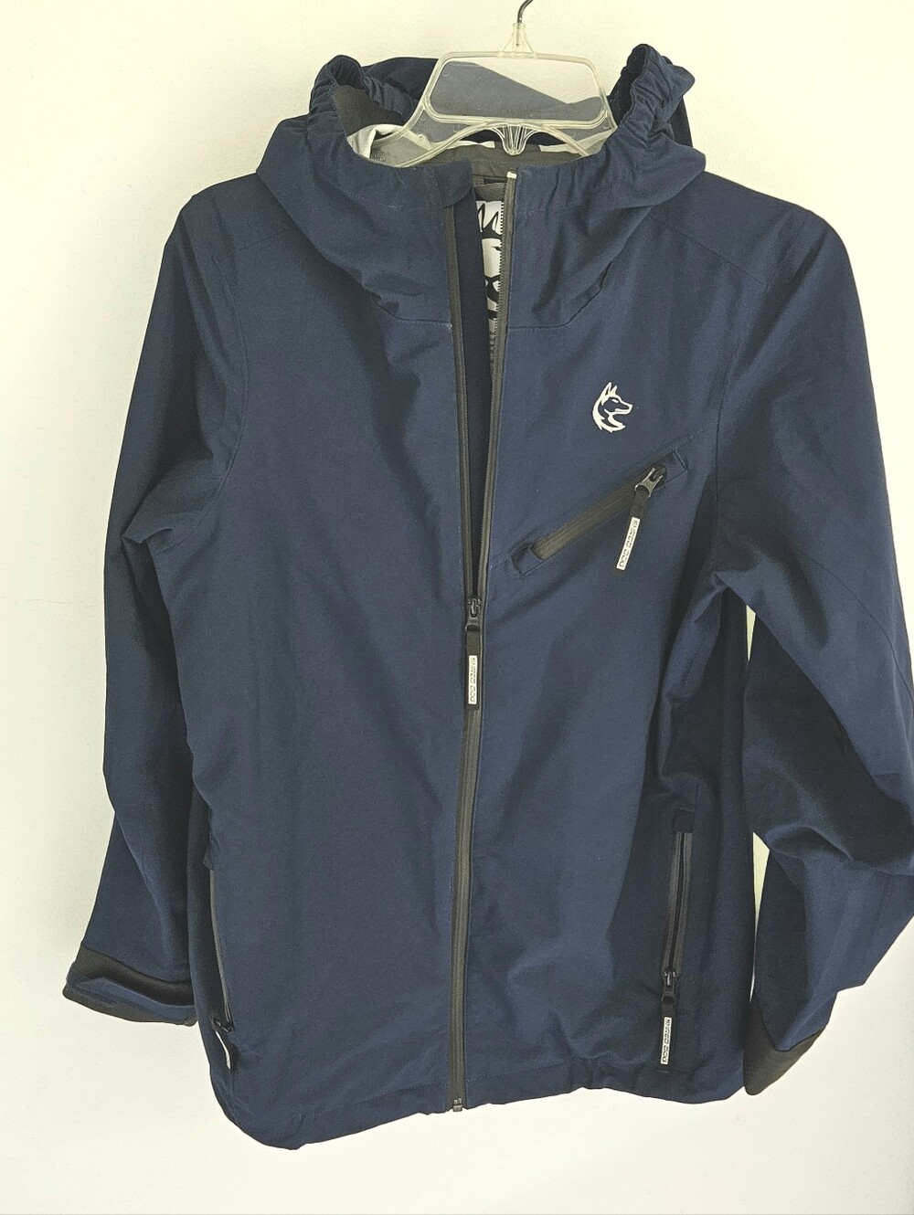 Shred Dog Navy Blue Winter Hoodie Jacket Adjustable Arms Akova